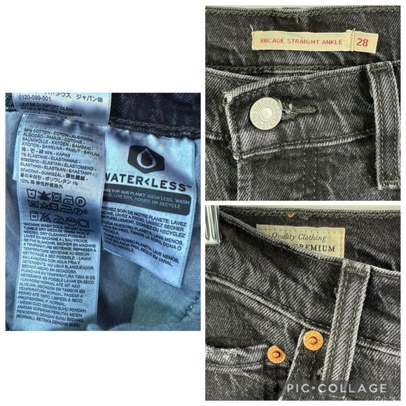 Levi’s Premium Ribcage Straight Ankle Charcoal Jeans Size 28 Buttonfly High Rise - Picture 9 of 12